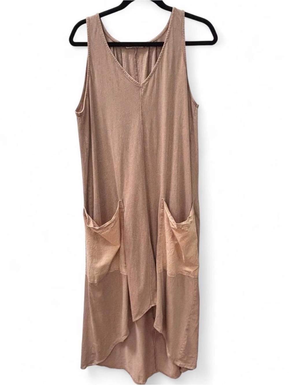 Zara dusty rose sleeveless midi/maxi dress M utility workwear pockets summer